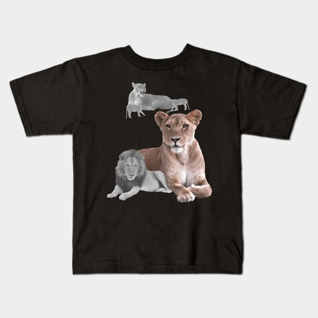 Lioness with Lion in Africa Kids T-Shirt by T-SHIRTS UND MEHR